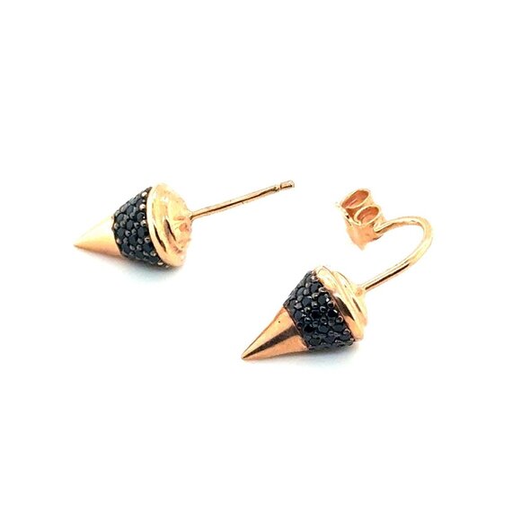 Pave Black Stones Rose Gold Stud - Picture 2 of 7